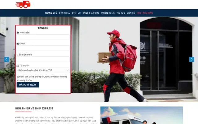Mẫu web giới thiệu công ty giao hàng, chuyển phát best express Q7