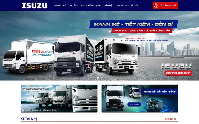 Mẫu web bán xe tải isuzu tuyệt vời