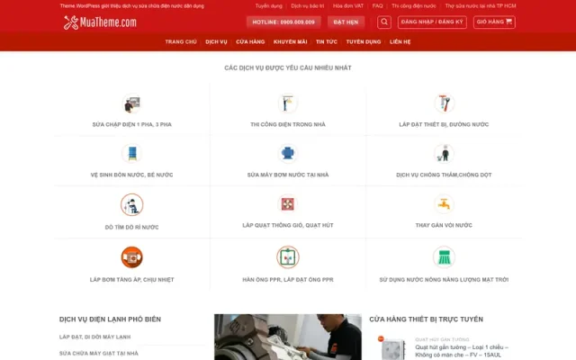 Mẫu web giới thiệu dịch vụ sửa chữa điện nước dân dụng