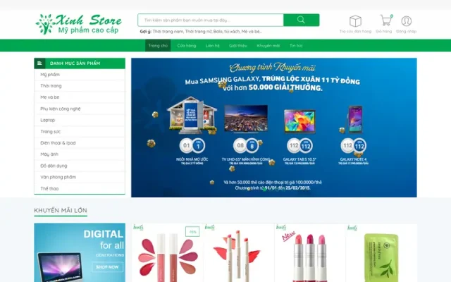 Mẫu web bán mỹ phẩm, thực phẩm chức năng xinhstore