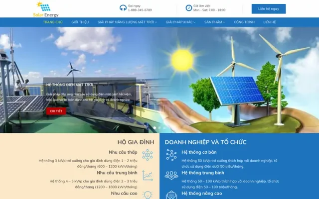 Mẫu web năng lượng mặt trời solar energy