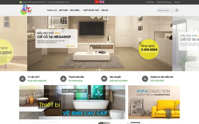 Mẫu web bán hàng nội thất, thiết bị vệ sinh M39