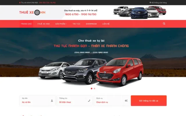Mẫu web dịch vụ cho thuê xe oto 2