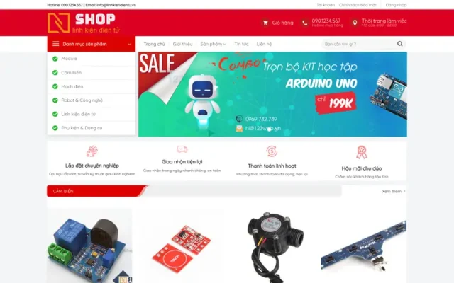 Mẫu web bán linh kiện điện tử
