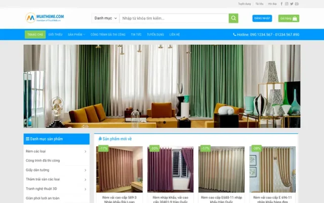 Mẫu web bán rèm cửa, giấy dán tường