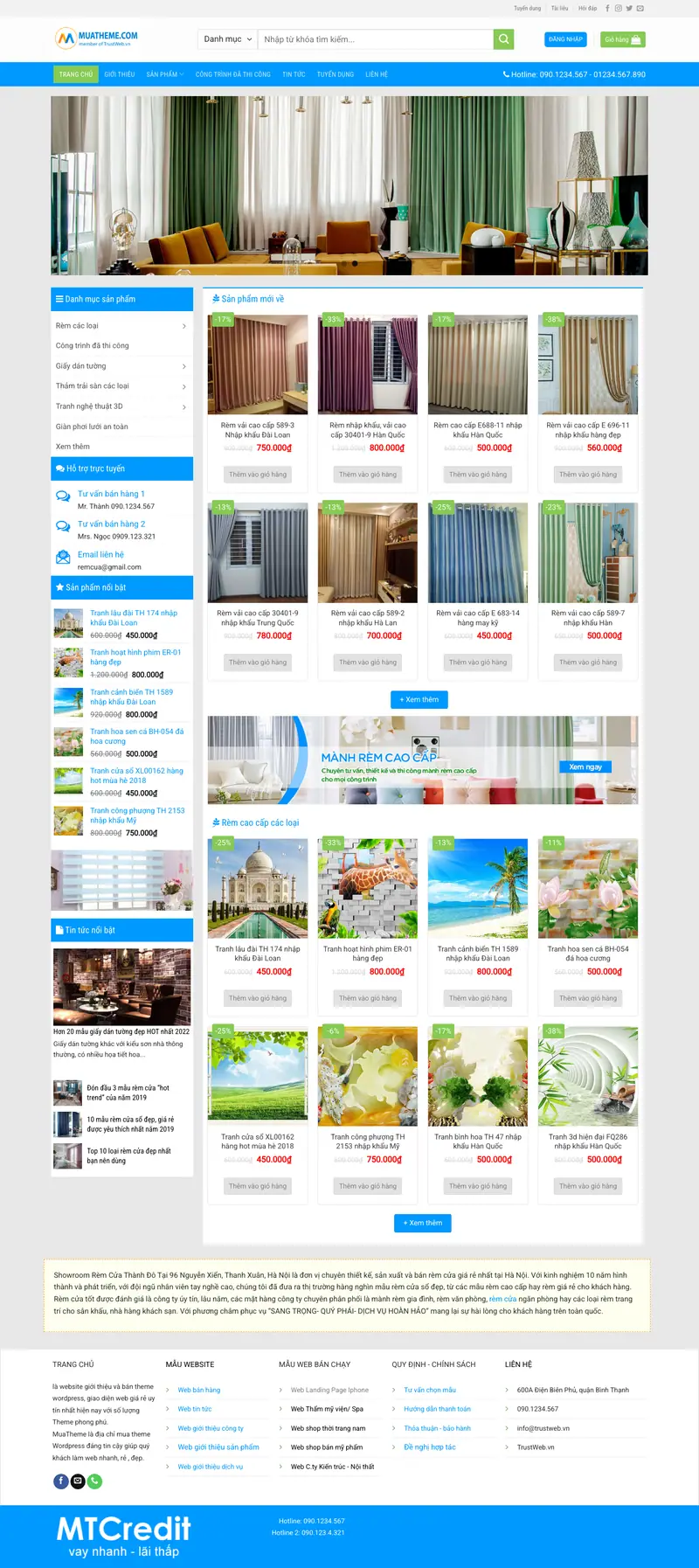 Mẫu web bán rèm cửa, giấy dán tường – màn hình 1