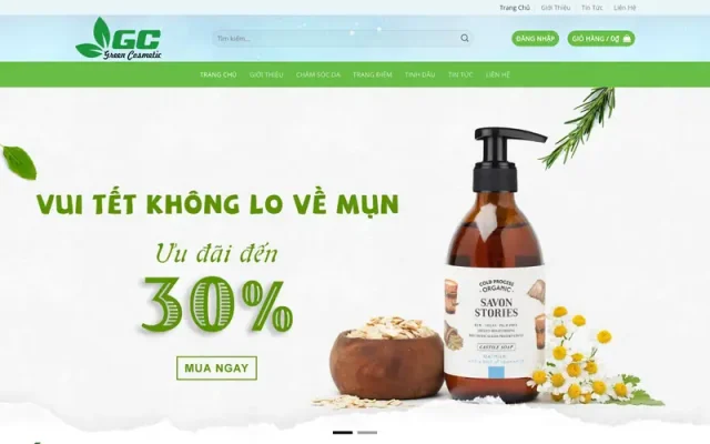 Mẫu web bán hàng mỹ phẩm 13 – green cosmetic