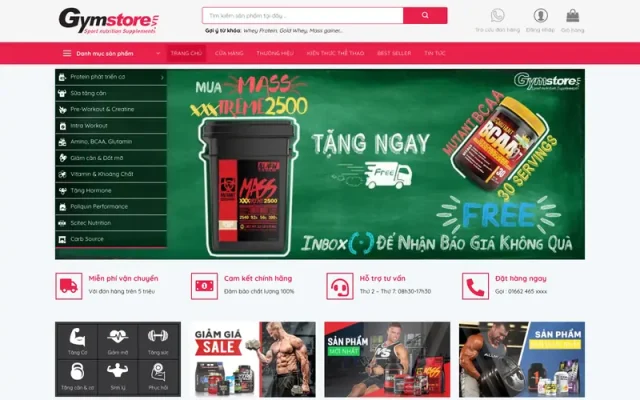 Mẫu web bán thực phẩm chức năng hỗ trợ tập thể hình – gym