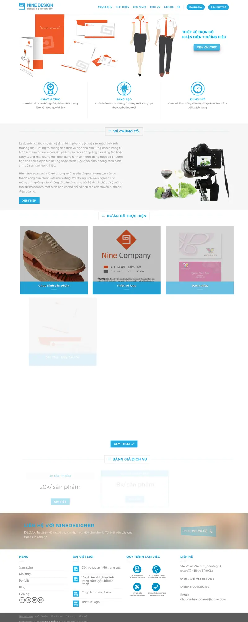Mẫu web giới thiệu studio chụp ảnh sản phẩm