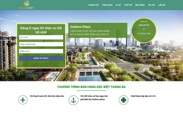 Mẫu web bất động sản 1 dự án lung linh M84