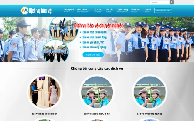 Mẫu web giới thiệu công ty dịch vụ bảo vệ 1