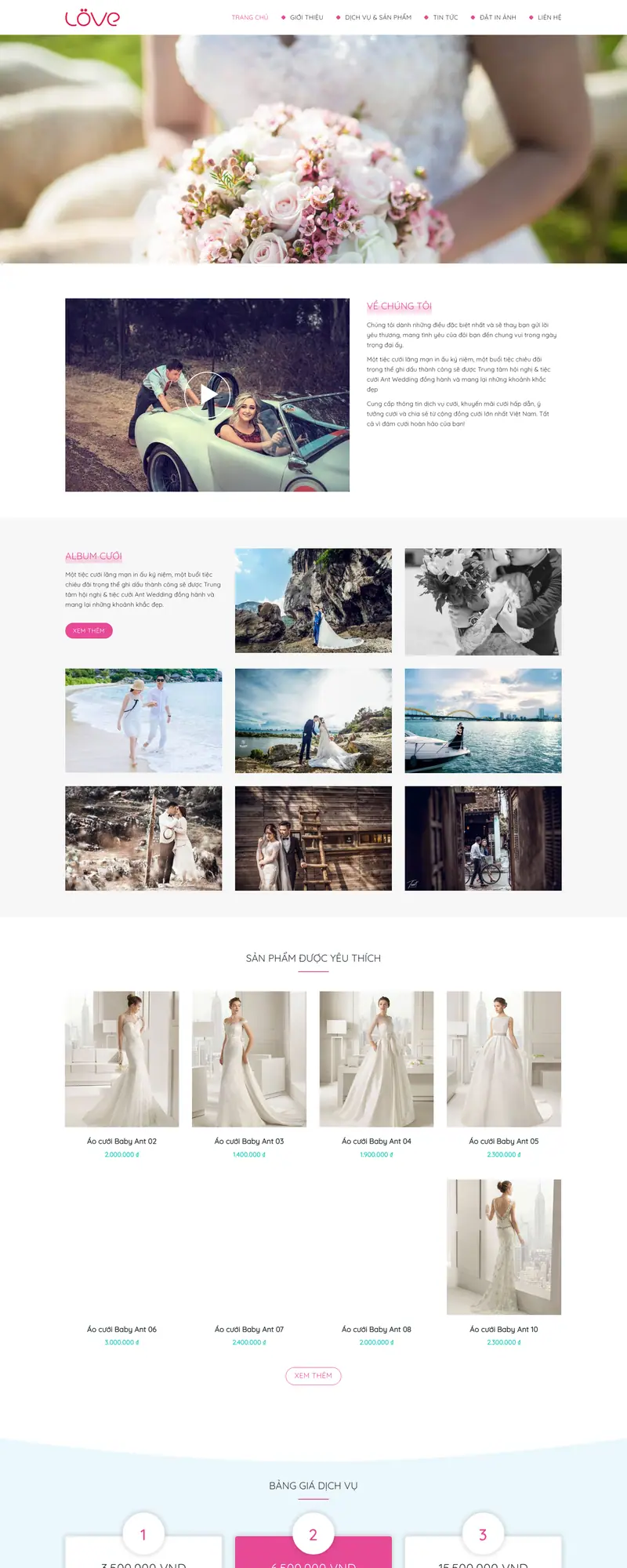 Mẫu web studio ảnh cưới tuyệt vời