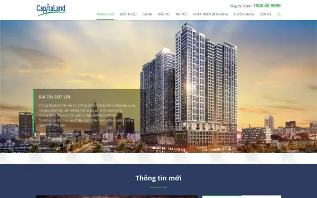 Mẫu web giới thiệu công ty bất động sản capital land