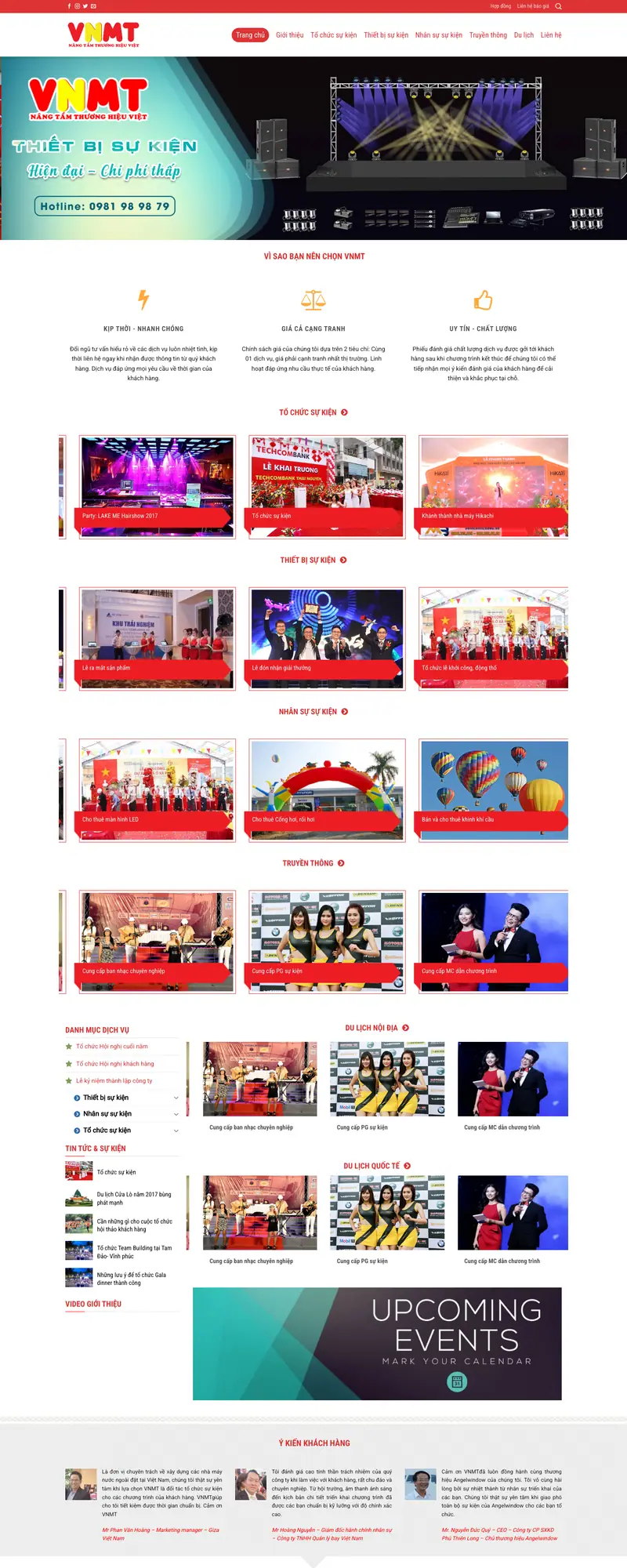 Mẫu web công ty tổ chức sự kiện truyền thông M63