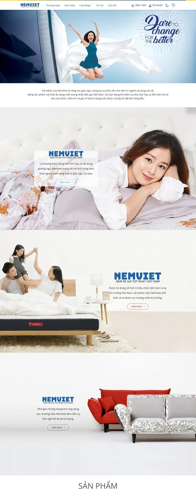 Mẫu web giới thiệu công ty sản xuất nệm – màn hình 1