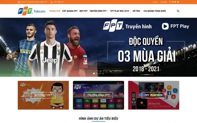 Mẫu web công ty lắp đặt truyền hình mạng, internet M61