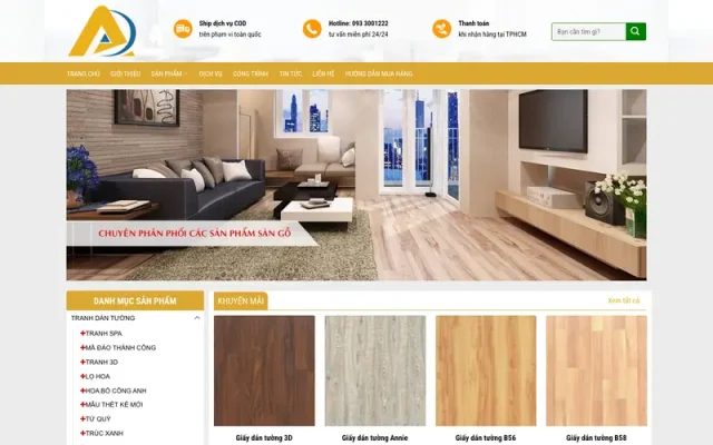 Mẫu web bán nội thất, giấy dán tường M57