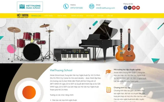 Mẫu web trung tâm đào tạo âm nhạc & nghệ thuật, năng khiếu