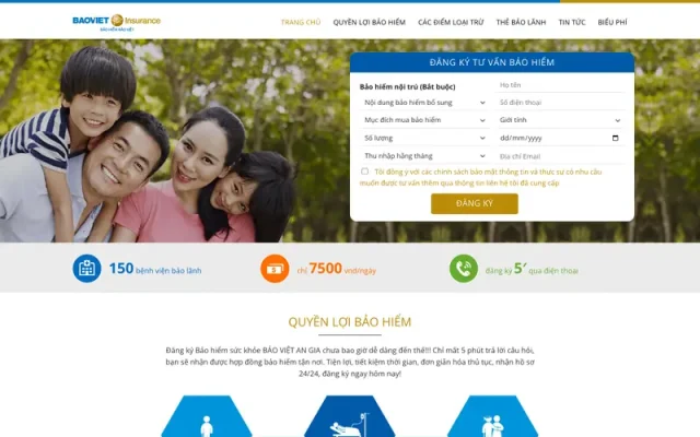 Mẫu web giới thiệu công ty bảo hiểm nhân thọ