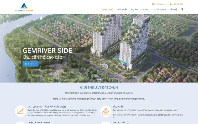 Mẫu web giới thiệu công ty bất động sản giống datxanh.vn