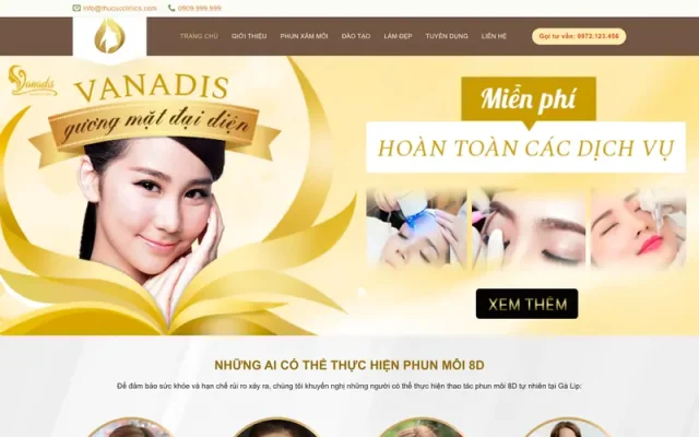 Mẫu web giới thiệu dịch vụ xăm môi thẩm mỹ