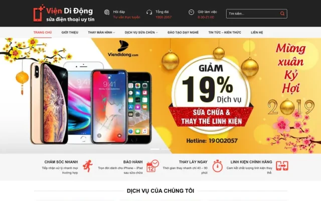Mẫu web giới thiệu dịch vụ sửa điện thoại di động