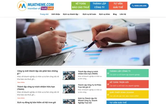 Mẫu web giới thiệu công ty dịch vụ kế toán báo cáo thuế