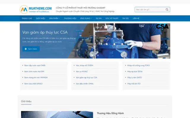 Mẫu web giới thiệu công ty kinh doanh thiết bị cơ khí thủy lợi