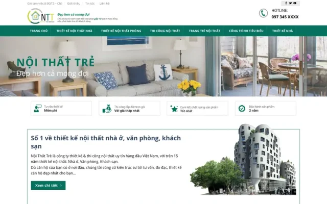 Mẫu web công ty xây dựng, công ty nội thất