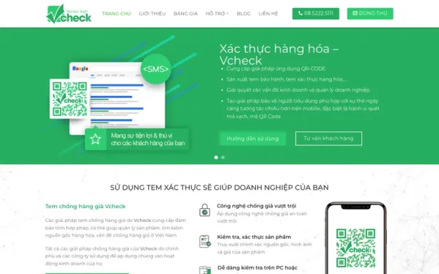 Mẫu web landing page giới thiệu công ty – vcheck