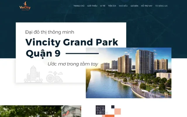 Mẫu web landing page bất động sản – dự án vincity