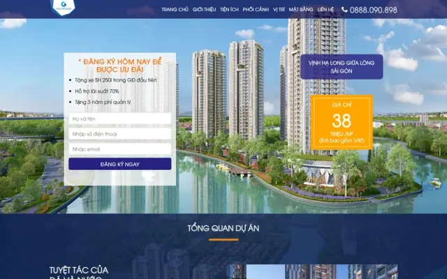 Mẫu web landing page bất động sản dự án gemriverside