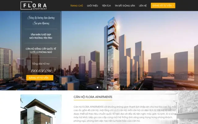 Mẫu web bất động sản giới thiệu dự án flora apartment