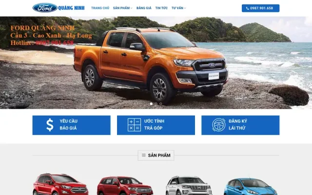 Mẫu web bán ô tô ford