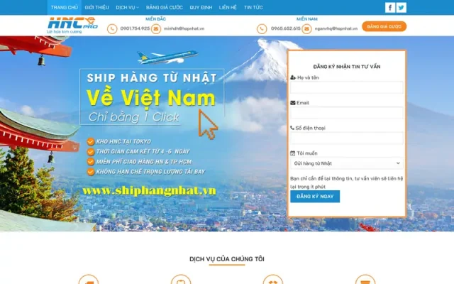 Mẫu web giới thiệu công ty chuyển phát, ship hàng