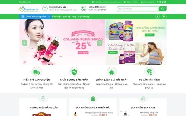 Mẫu web thực phẩm chức năng giống muathuoctot