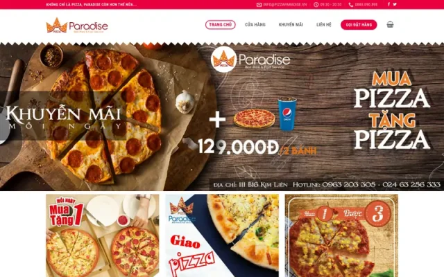 Mẫu web nhà hàng pizza paradise