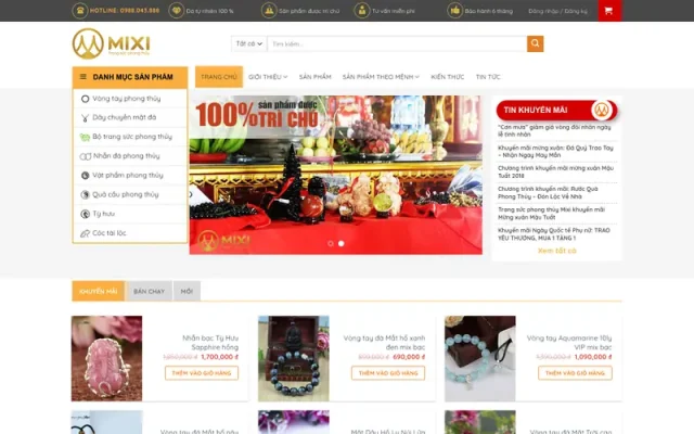 Mẫu web đá quý phong thủy giống mixi.vn