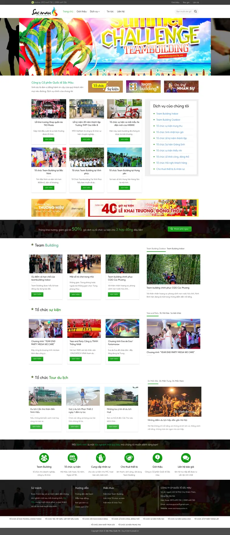 Mẫu web công ty tổ chức sự kiện, team building