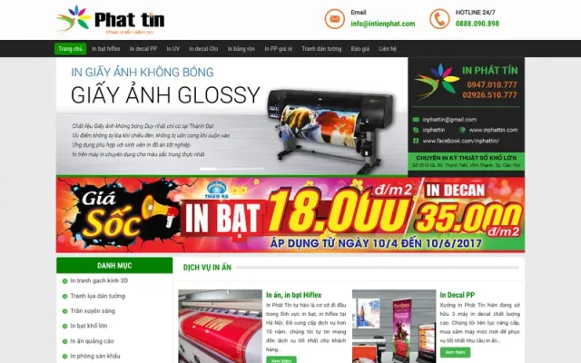 Mẫu web công ty in hiflex – dịch vụ in ấn – thiết kế đồ họa