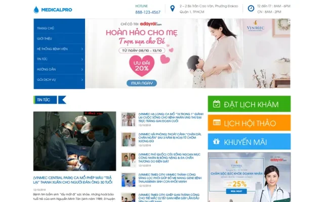 Mẫu web medicalpro – y tế, phòng khám, bệnh viện