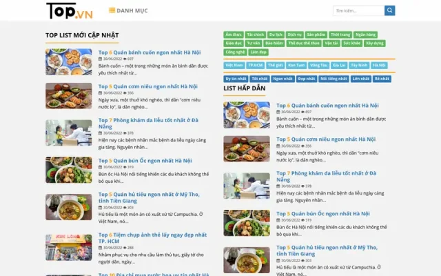 Mẫu web giống toplist