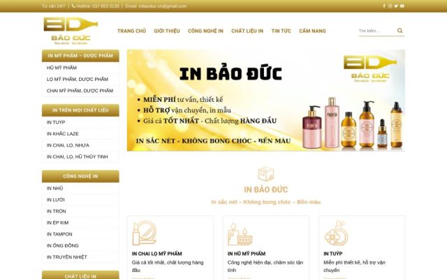 Mẫu web sản phẩm in ấn