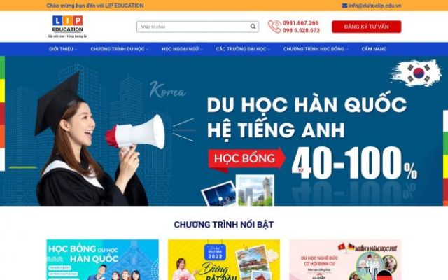 Mẫu web du học tuyển sinh