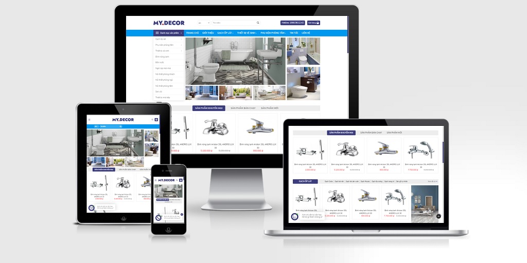 Mẫu Web bán phụ kiện phòng tắm, vệ sinh mẫu số 2 – màn hình 1