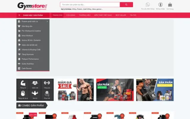 Mẫu web bán thực phẩm, dinh dưỡng gym