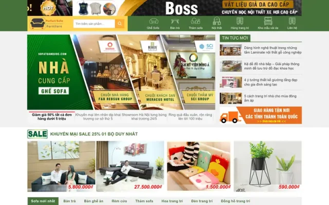 Mẫu web bán sofa, nội thất