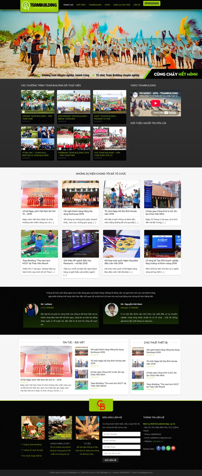 Mẫu web tổ chức sự kiện, teambuilding