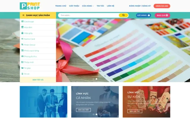 Mẫu web dịch vụ in ấn