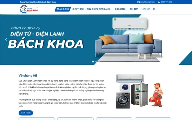 Mẫu web dịch vụ sửa chữa điện lạnh